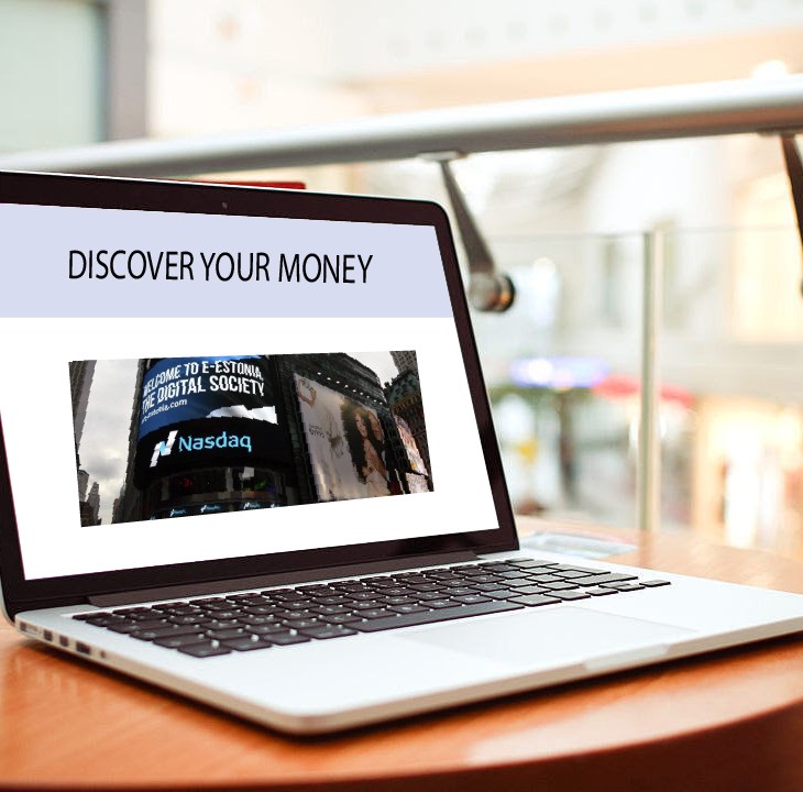 Picture of a laptop, with an article featuring technology in Estonia